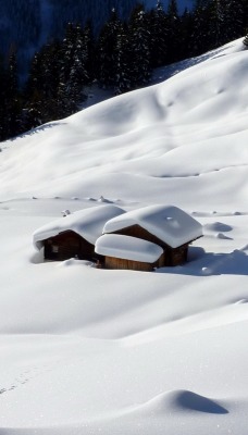 снег домик гора склон snow the house mountain the slope