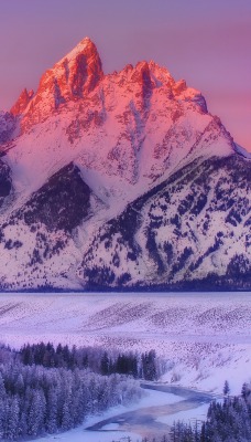 горы закат зима снег mountains sunset winter snow