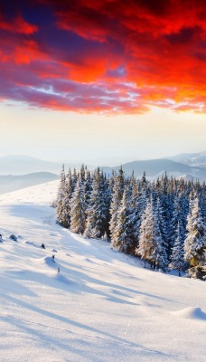 гора снег тучи закат mountain snow clouds sunset