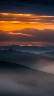 природа горизонт закат небо облака туман nature horizon sunset the sky clouds fog