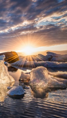 лед лучи вода