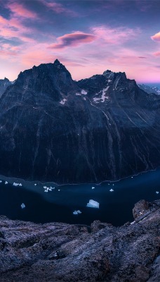 река горы вершины сумерки river mountains the top twilight