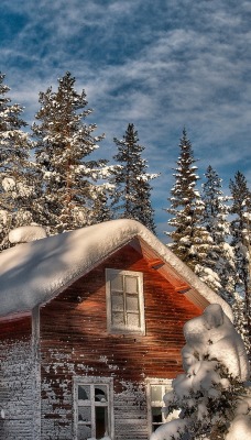дом зима снег the house winter snow