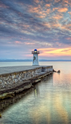 маяк озеро закат lighthouse the lake sunset