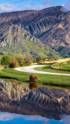 природа горы скалы отражение деревья