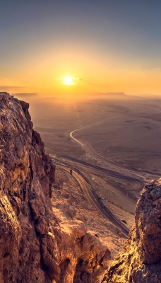 скалы закат пустыня