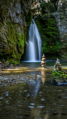 природа река водопад скалы