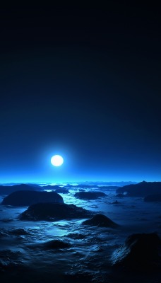 природа ночь море луна