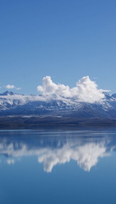 горы отражение синяя вода озеро