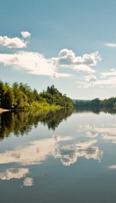 река отражение небо деревья