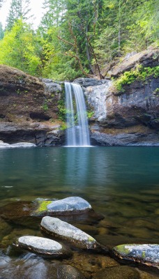 природа водопад озеро деревья