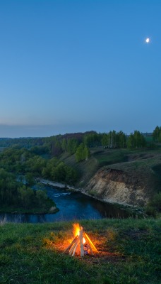 костер гора высота вечер сумерки