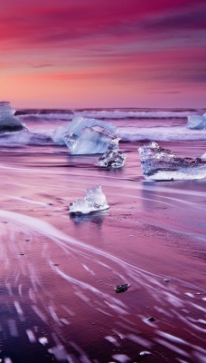 глыбы льда небо прибой море