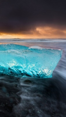 море закат небо льдина