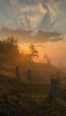 склон закат осень