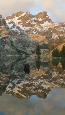 горы озеро отражение