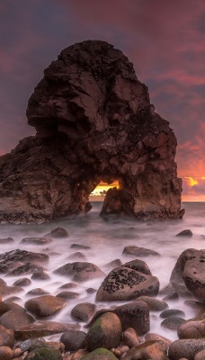 море закат камни скалы