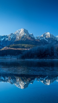 горы озеро небо отражение