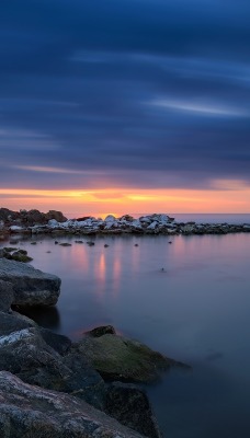 коса камни море сумерки