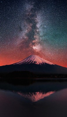 вулкан звезды гора млечный путь ночь небо