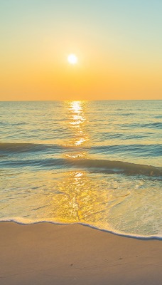 закат берег песок горизонт море волна