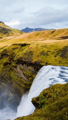 водопад склон река гора вершина