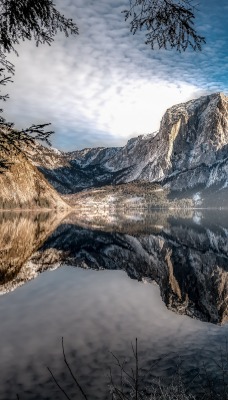 озеро гора отражение водоем