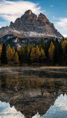 озеро гора вершины лес отражение
