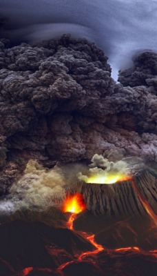 вулкан дым извержение лава
