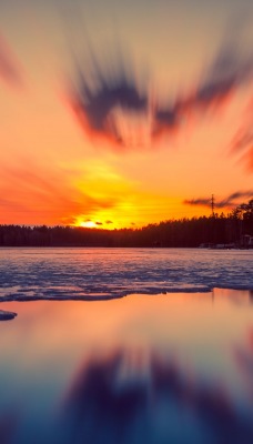 озеро закат лед вода фиолетовый