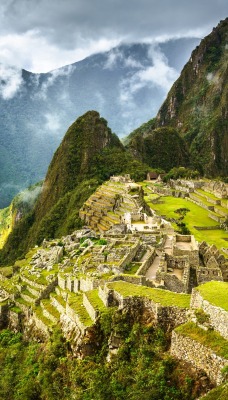 горы перу туман тучи machu picchu вид сверху руины гора природа urubamba