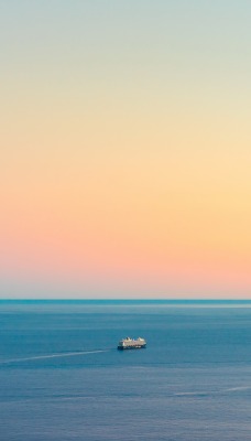 море корабль рассвет горизонт