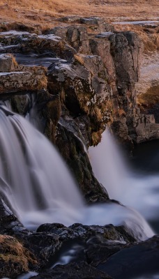 водопад скала речка
