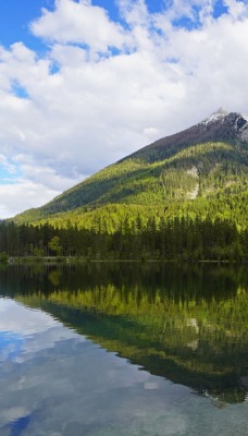 горы озеро деревья отражение в воде