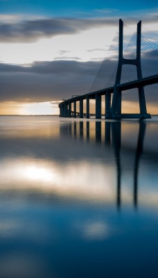 мост залив на рассвете