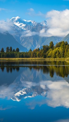 озеро горы лес отражение