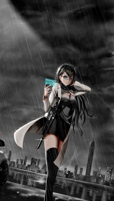 Девушка аниме дождь