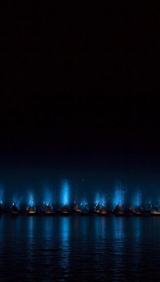 море лодки ночь постановка свечение