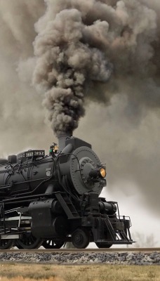 паровоз дым черный железная дорога