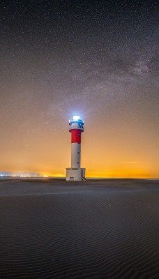 маяк ночь горизонт звезды галактика