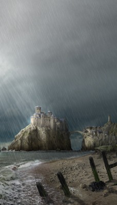Дождь, замок, берег