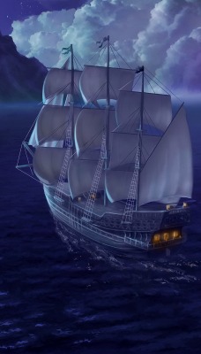 сказочный корабль с парусами