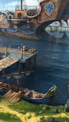 корабль мост порт рисунок картина