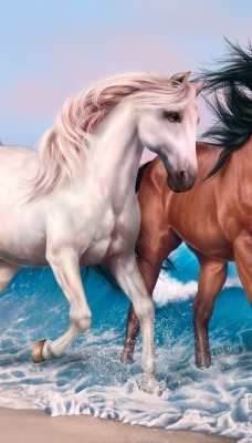 Лошади пара у моря