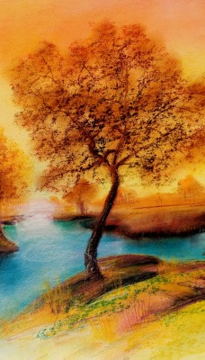 Озеро деревья осень