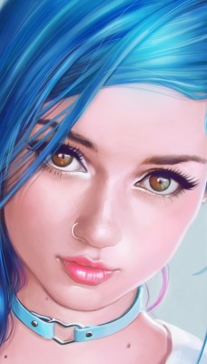 голубые волосы крашеные волосы девушка пирсинг
