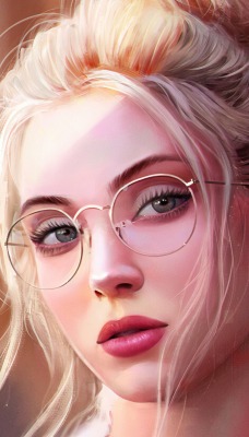 девушка рисунок очки блондинка