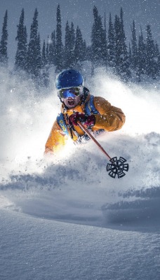 лыжник спуск снег скорость