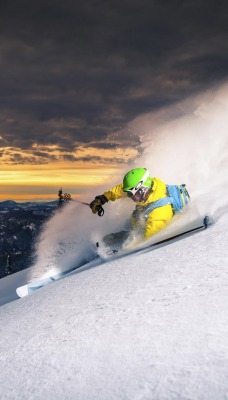 спорт снег горы зима лыжник