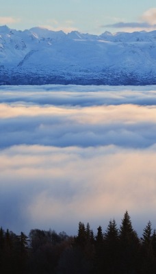 Cloud-Filled Kachemak Bay Below the Kenai Mountains, Homer, Alaska